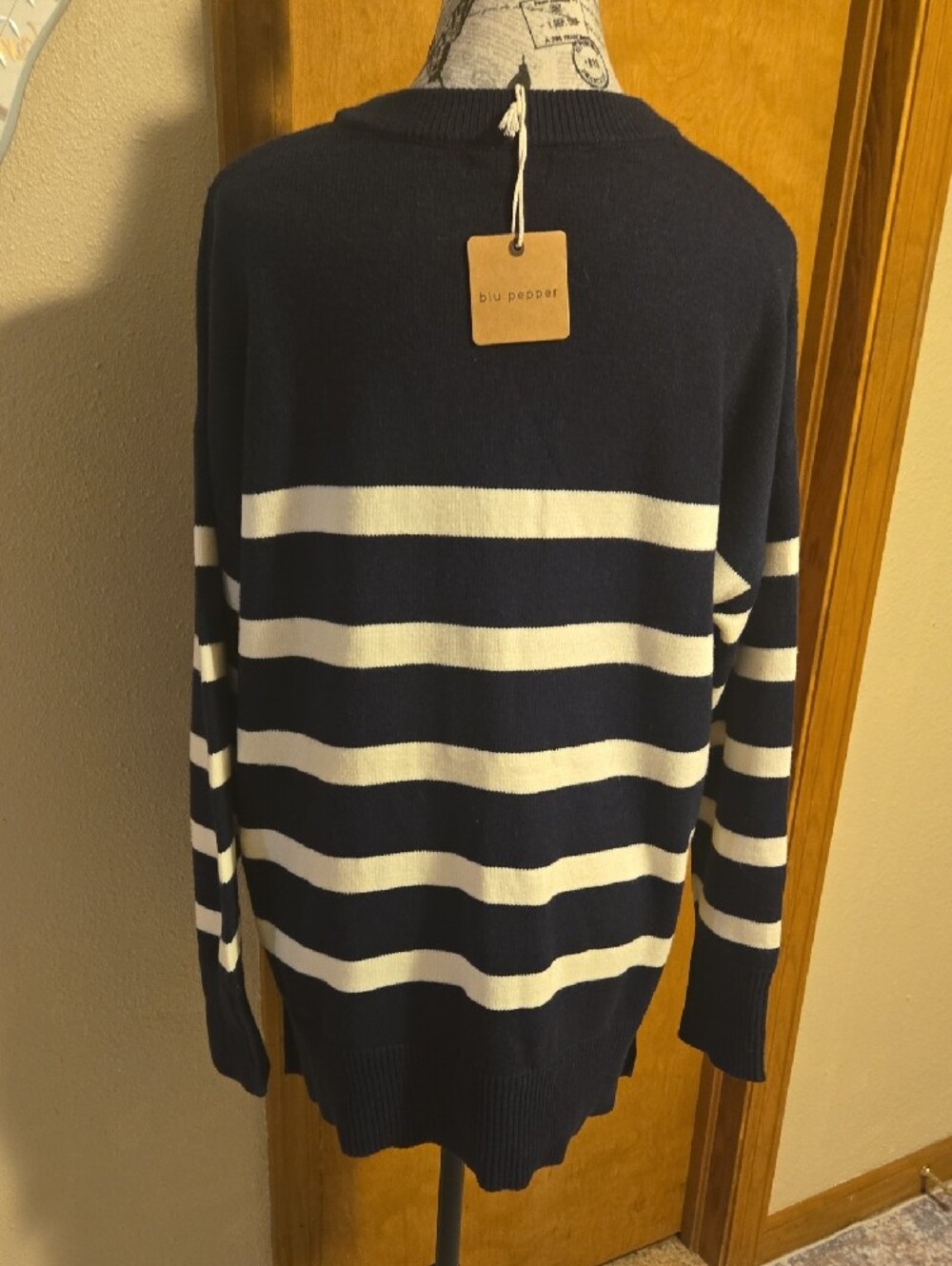 Blu Pepper Navy and White Striped Crewneck Sweater NWT - Picture 7 of 13